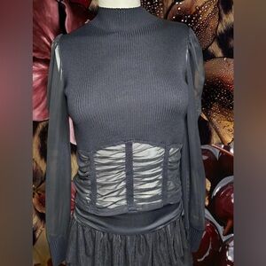 Almost Famous Mesh long sleeve black Top